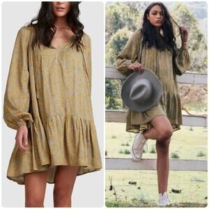 Billabong my oasis floral mini swing dress women's Large boho oversized India